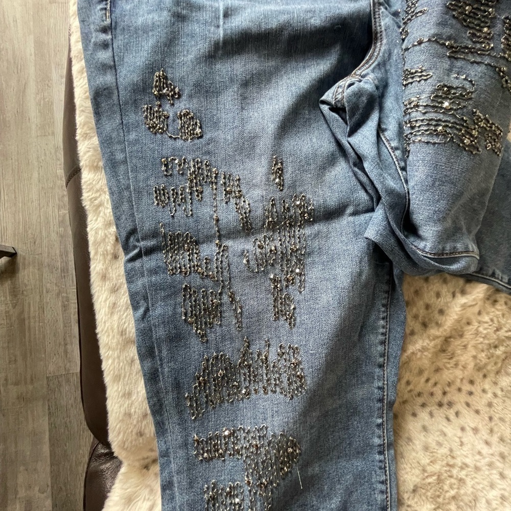 Lane Bryant Blue Straight Leg Jeans with Silver Embellishments Size 18 plus - Picture 7 of 7